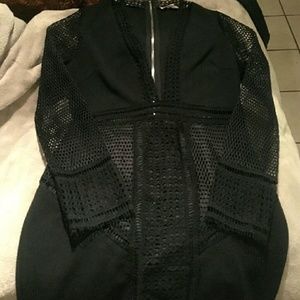 Black deep V cut dress